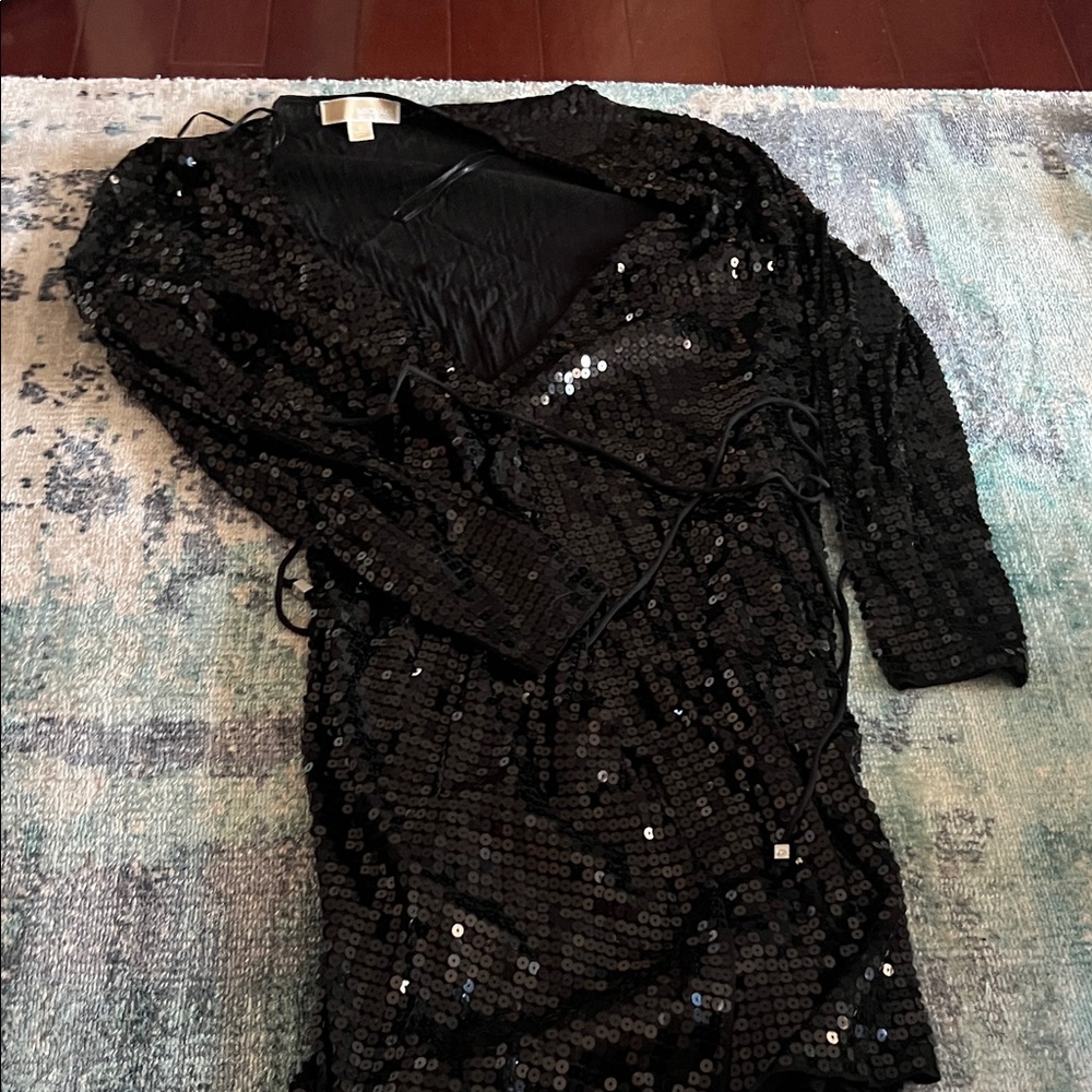 Michael Kors Black Sequin Midi Dress